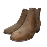 Soda Women’s Brown Faux Suede Slip-On Stacked Heel Chelsea Ankle Booties Sz 8.5