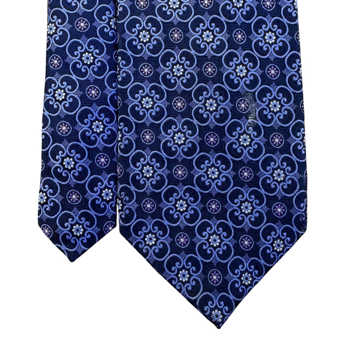 Jacobs Roberts Mens Blue Silk Floral Pattern Tie Handmade By R. Bryant Ltd.
