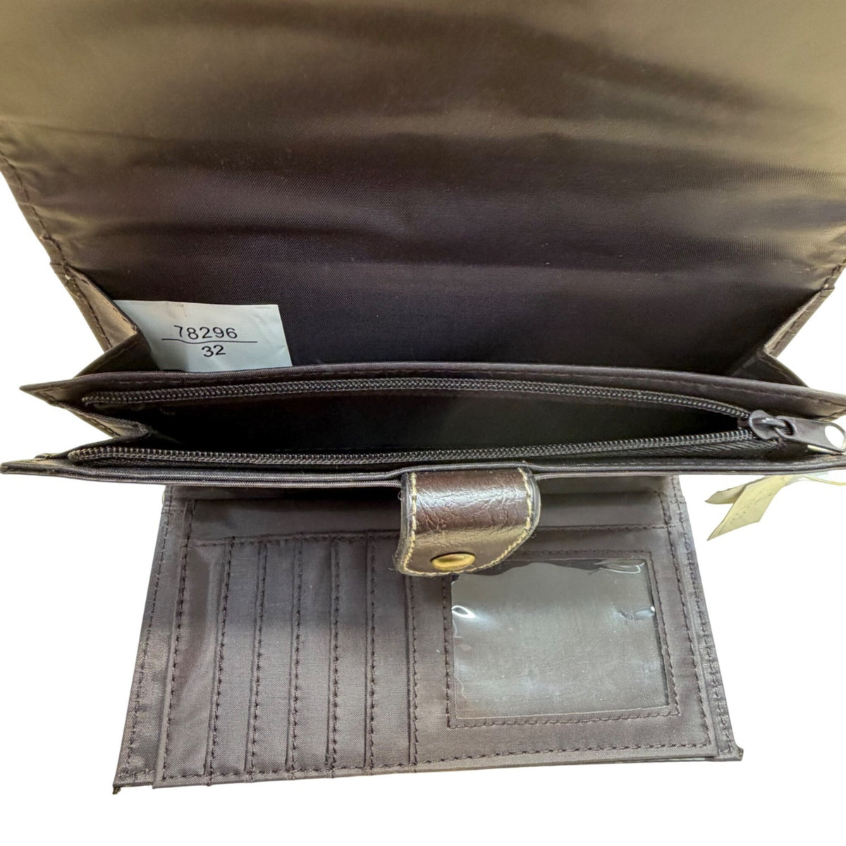 Minicci Women’s Brown Fabric Patterned With Multiple Compartments Clutch Wallet