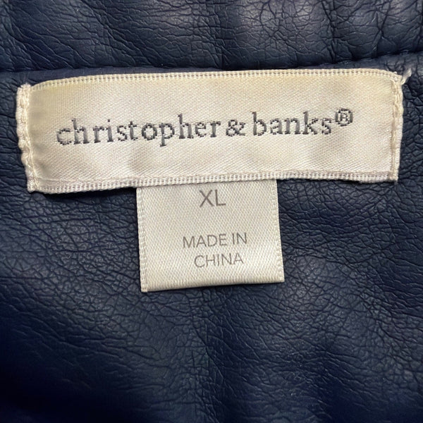 Christopher & Banks Womens Blue Jacket W/ Lace Detail Zipper Pockets Size XL