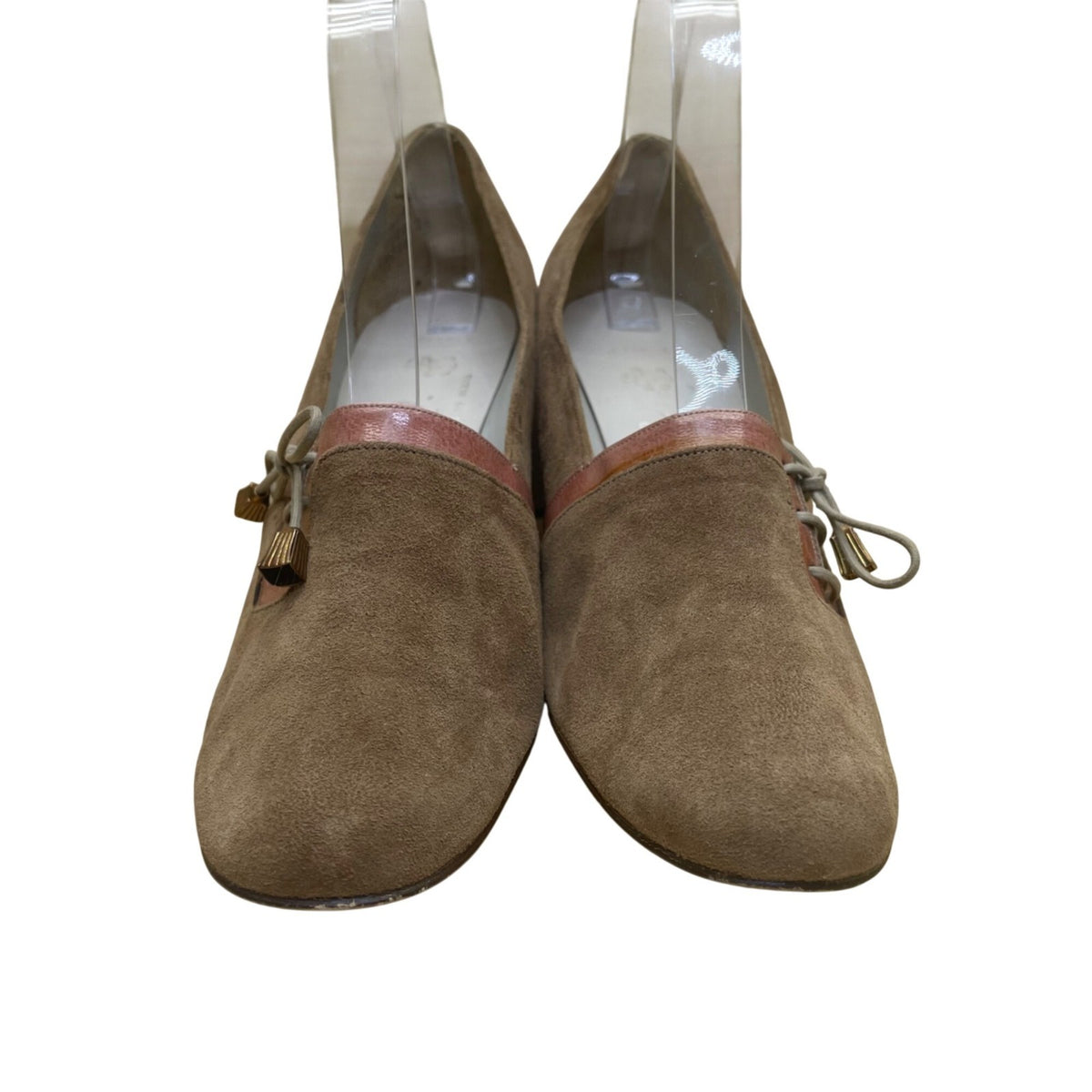 Miss Holmes Women’s Brown Suede Vintage-Style Lace-Up Block Heel Pumps 7.5