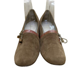 Miss Holmes Women’s Brown Suede Vintage-Style Lace-Up Block Heel Pumps 7.5