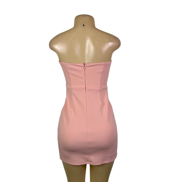 Aqua Womens Pink Polyester Strapless Mini Dress With Bow Accents Size S