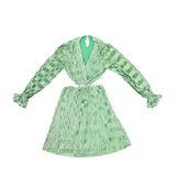 Dee Elly Womens Green Long Sleeve Mini Dress Cutout Waist Size S