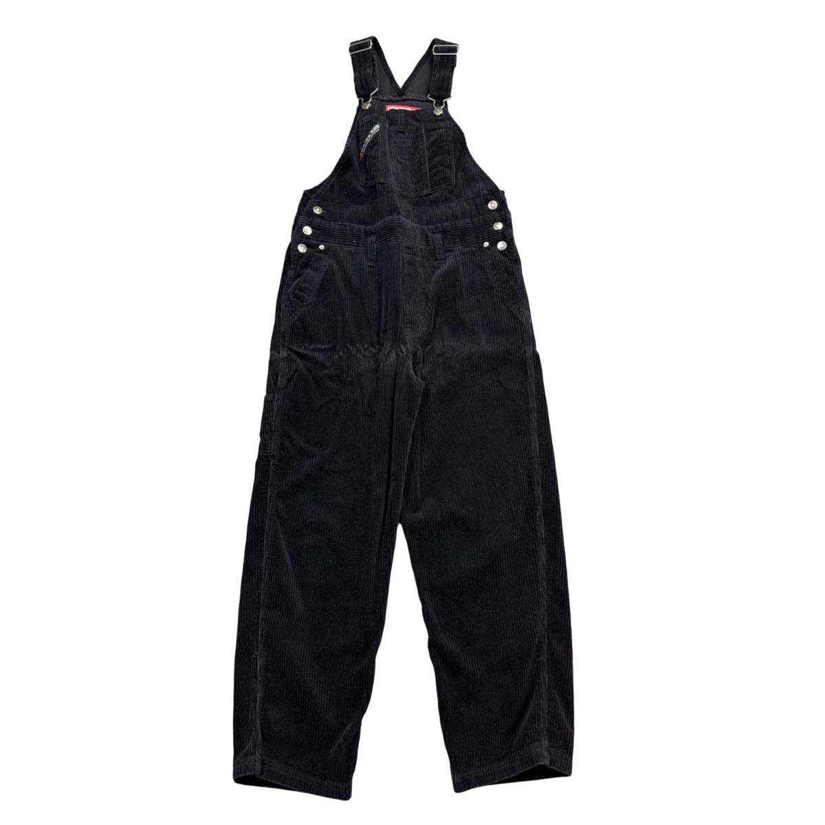 Unionbay Womens Black Corduroy Overalls Adjustable Straps Button Accents Size S