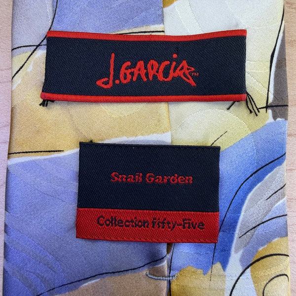 J. Garcia Mens Multicolor Silk Necktie Snail Garden Pattern