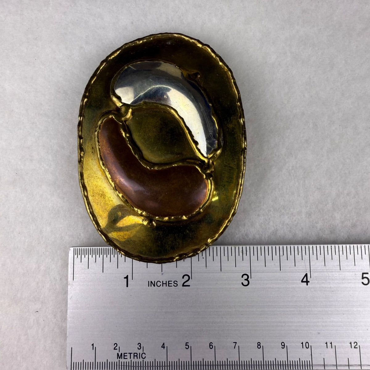 Vintage Brass & Copper Belt Buckle Made In India