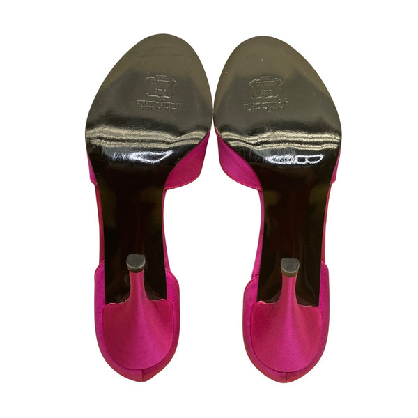 Stuart Weitzman Women’s Pink Satin Open Toe Bow Embellished DOrsay Heel Sz 8.5