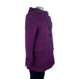 Women’s Magenta Plaid Wool Toggle Coat Hooded Classic Winter Size 8