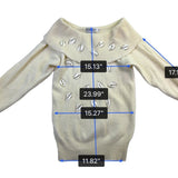 Première Womens Beige Lambswool Off-Shoulder Embroidered Sweater Size M