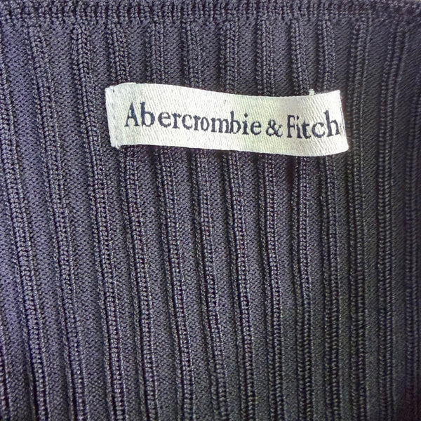 Abercrombie & Fitch Womens Black Ribbed Long Sleeve Top Fitted Stretch Sz XXS