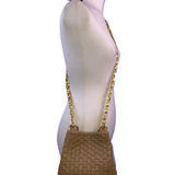 L.J.S Collection Women’s Beige Woven Gold Chain Strap Crossbody Bag