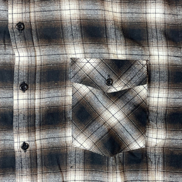 Men's Brown Plaid Button Up Long Sleeve Shirt Sz XXL