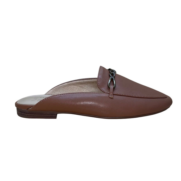 Naturalizer Women’s Brown Faux Leather Slip-On Chain Detail Mule Flats Size 8W