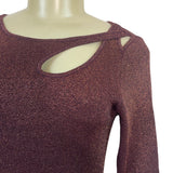 ELIE TAHARI Burgundy Long Sleeve Bodycon Midi Dress W/ Cutout Detail Sz L - New