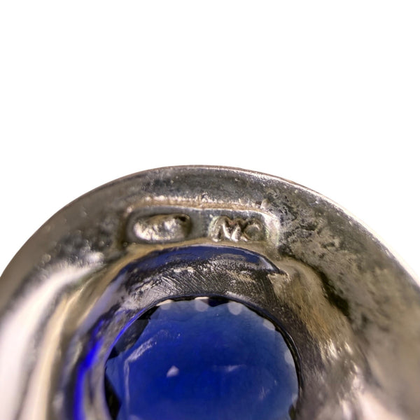 Sterling Silver 925 Womens Blue Stone Pendant Sapphire Color Oval Design