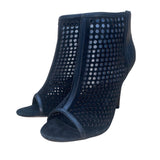 Rebecca Minkoff Women’s Black Leather Perforated Open-Toe High Heel Booties Size