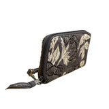 Vera Bradley Women’s Gray Floral Cotton RFID Quilted Zip Around Wristlet Wallet