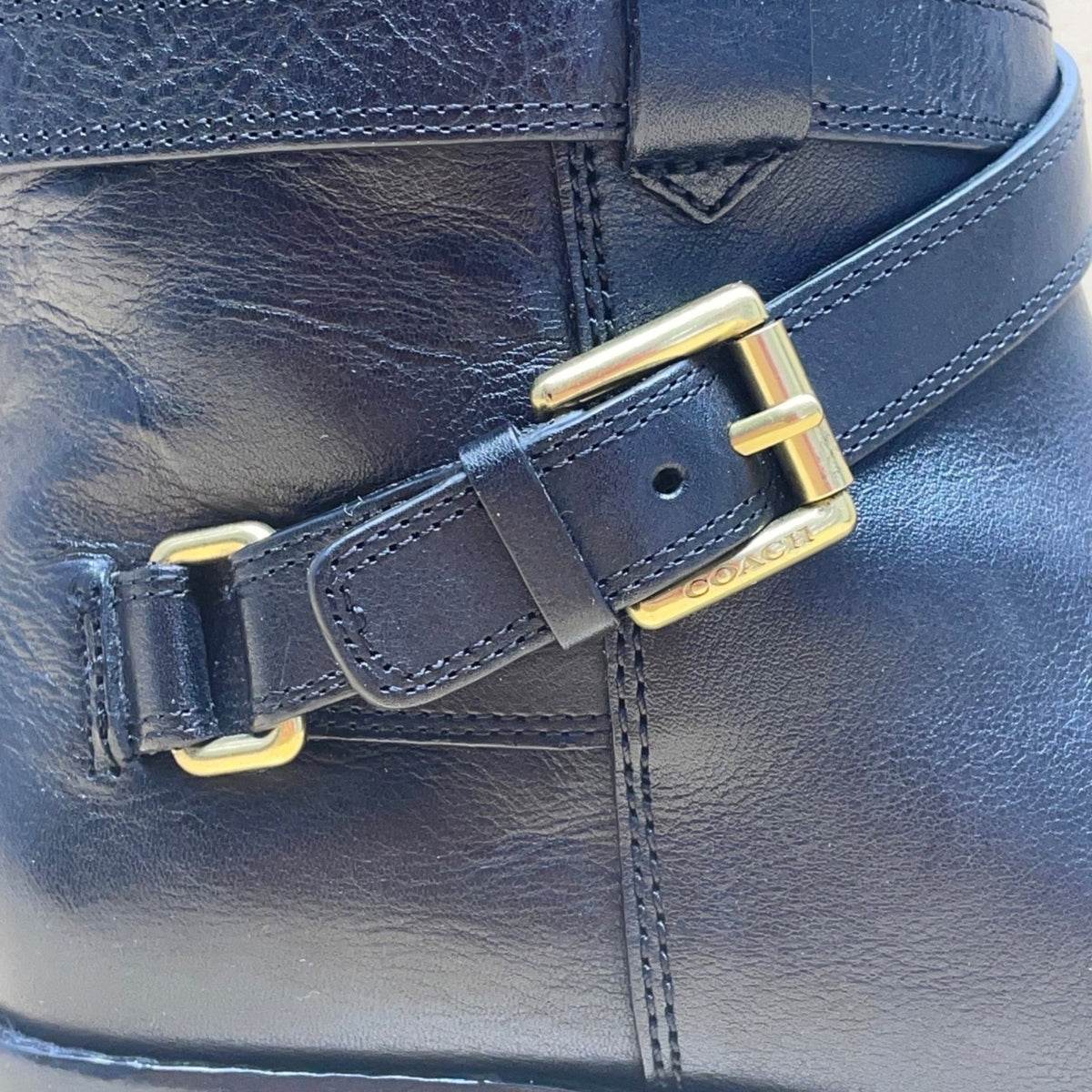 Coach Women’s Black Leather Buckle Detail Monique Riding Boots Size 6.5B
