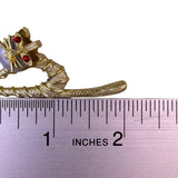 Vintage Unknown Gold Tone Red/Blue Cat-Shaped Brooch Jewelry Accessory