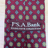 Jos A Bank Mens Burgundy Polyester Floral-Print Neck Tie Executive Collection