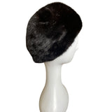 Vintage Claire Of Cameo New York  Black Mink Fur Womens Pillbox Hat