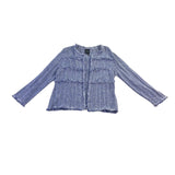 Nic+Zoe Womens Blue Fringe Textured Open Cardigan Jacket L