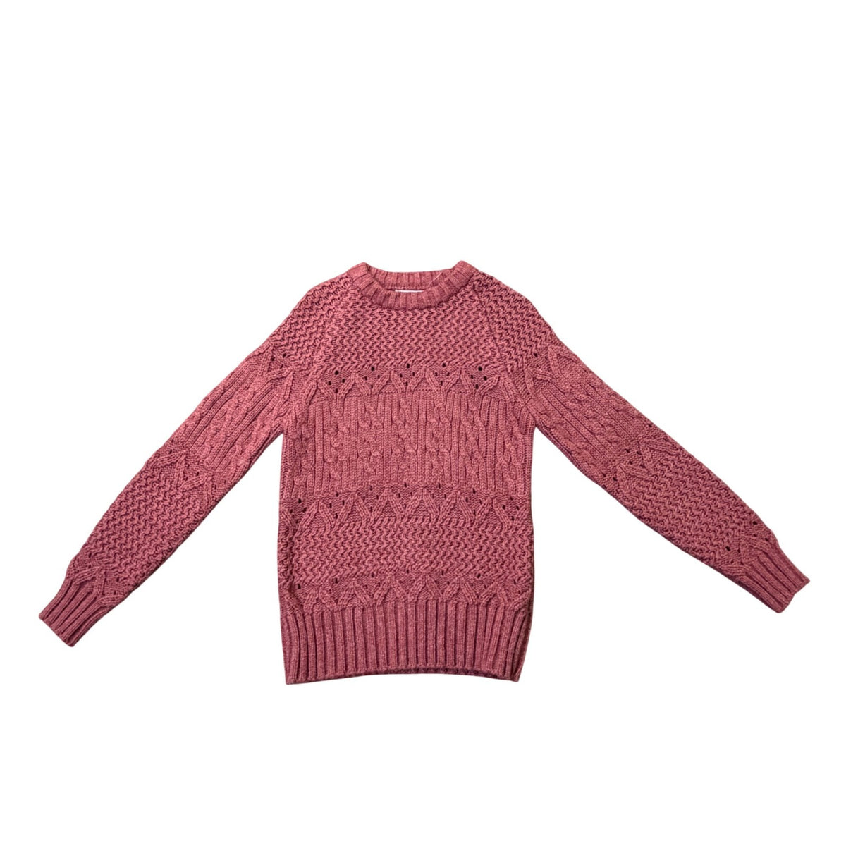 Evan Jrs. Womens Burgundy Cable Knit Sweater Cozy Pullover Winter Size M