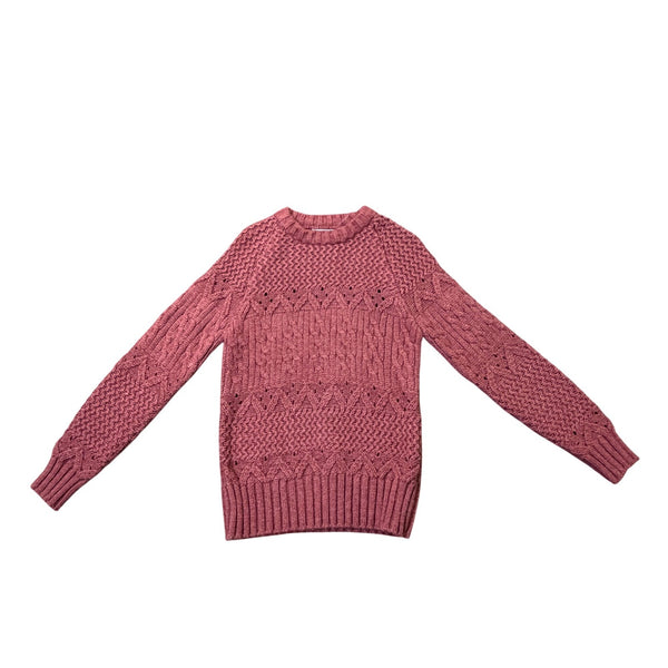 Evan Jrs. Womens Burgundy Cable Knit Sweater Cozy Pullover Winter Size M