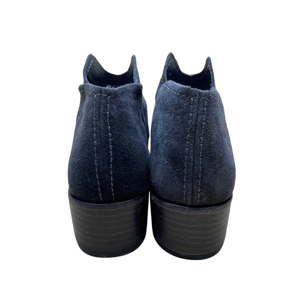 Vita Women’s Navy Blue Suede Slip-On Western Ankle Booties Size 8.5
