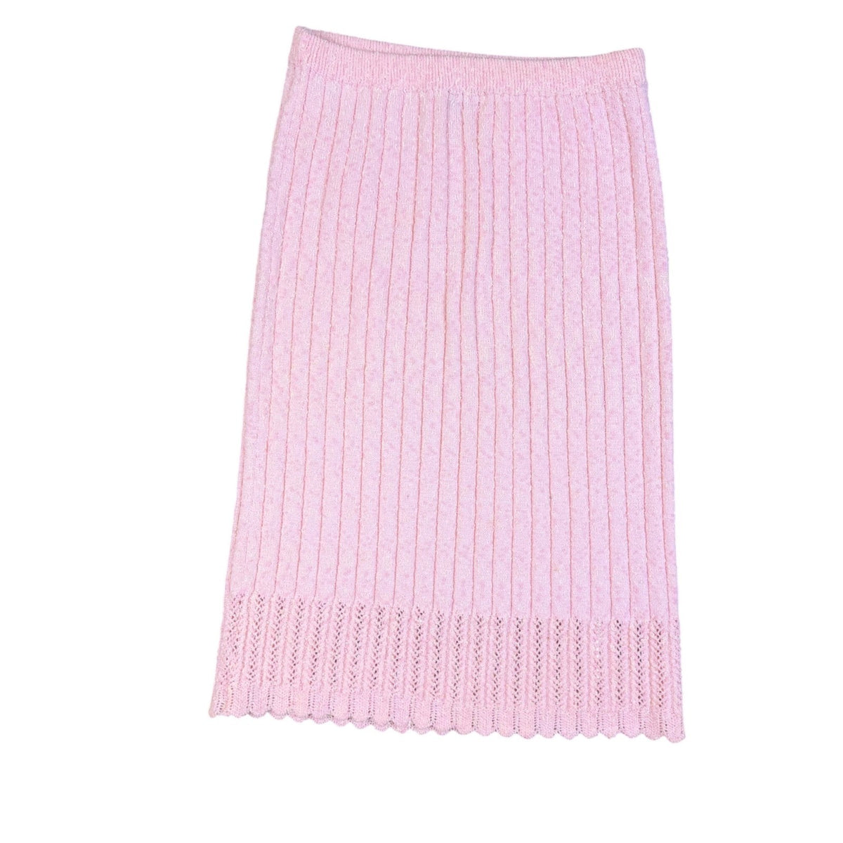 Vogue Womens Pink Knit Top & Skirt Set Soft Modest Ribbed 2-Piece Sz M