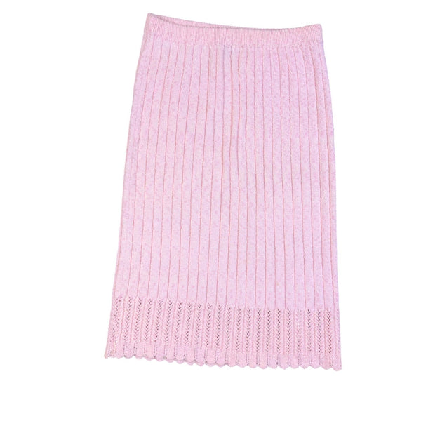 Vogue Womens Pink Knit Top & Skirt Set Soft Modest Ribbed 2-Piece Sz M