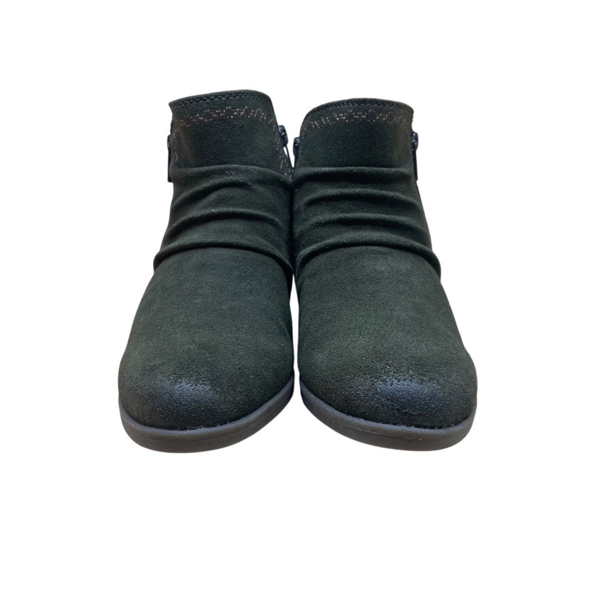 Earth Origins Women’s Olive Perforated Suede Collette Cheryl Ankle Boots Size 8