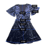 American Eagle Women’s Navy Velvet Wrap Dress Medium Short Sleeve Size M