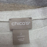 Chicos Womens Neutral Metallic Stripe Cotton Blend Pullover Sweater Size Large