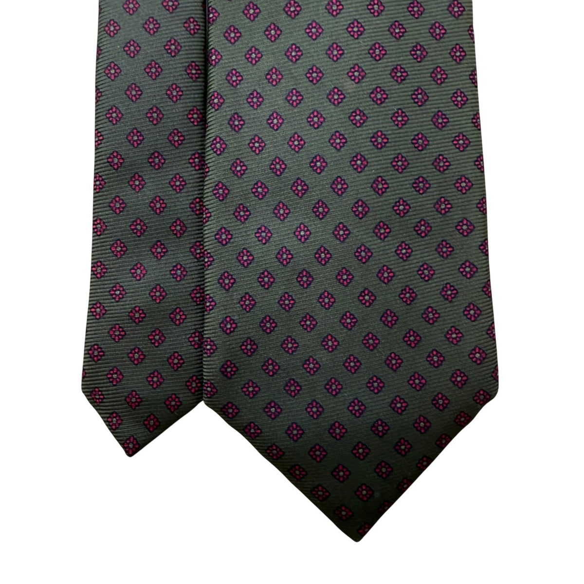Chaps Ralph Lauren Mens Green & Pink All Silk Patterned Tie Classic Neckwear