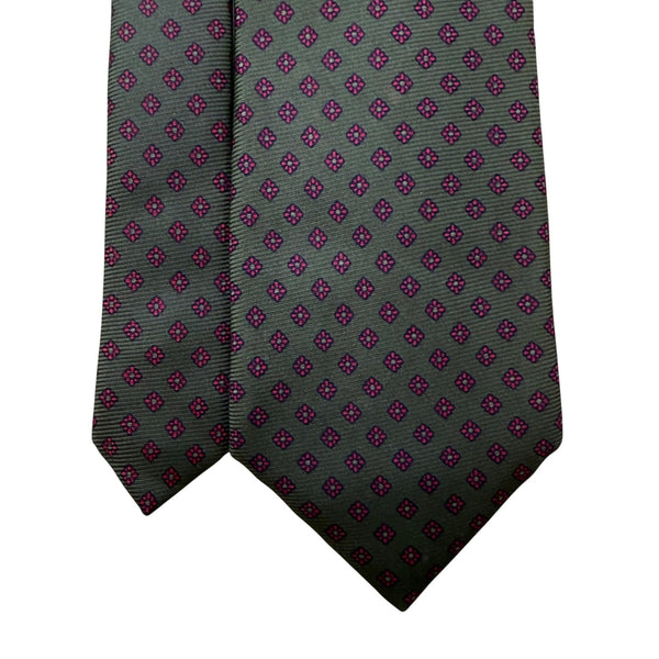 Chaps Ralph Lauren Mens Green & Pink All Silk Patterned Tie Classic Neckwear