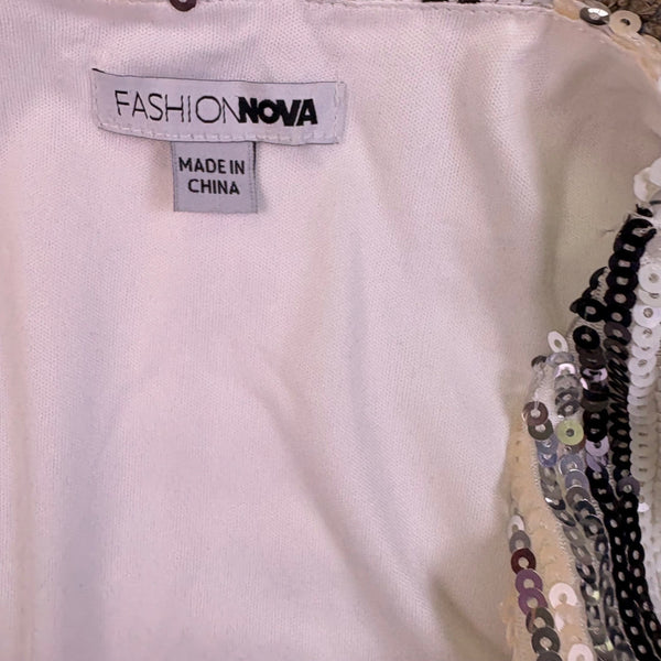 Fashion Nova Womens Multicolor Polyester Striped Sequin Blazer Dress Size S
