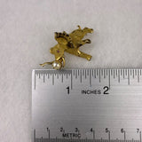 Kramer Women’s Gold Tone Elephant Pin Brooch Rhinestone Faux Pearl Small Size