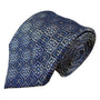 Pronto Uomo Men’s Blue & Gold Silk Geometric Pattern Handmade Neck Tie