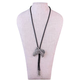 Western Silver Tone Horse Head Pendant Bolo Tie Black Braided Cord Adjustable