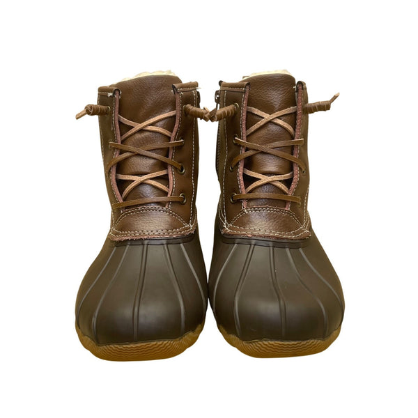 Serra Women’s Brown Leather Faux Fur-Lined Insulated Waterproof Duck Boots Sz 9