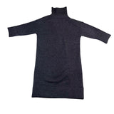 Zara Womens Dark Gray Knit Turtleneck Sweater Dress 3/4 Sleeve Wool Blend Size S