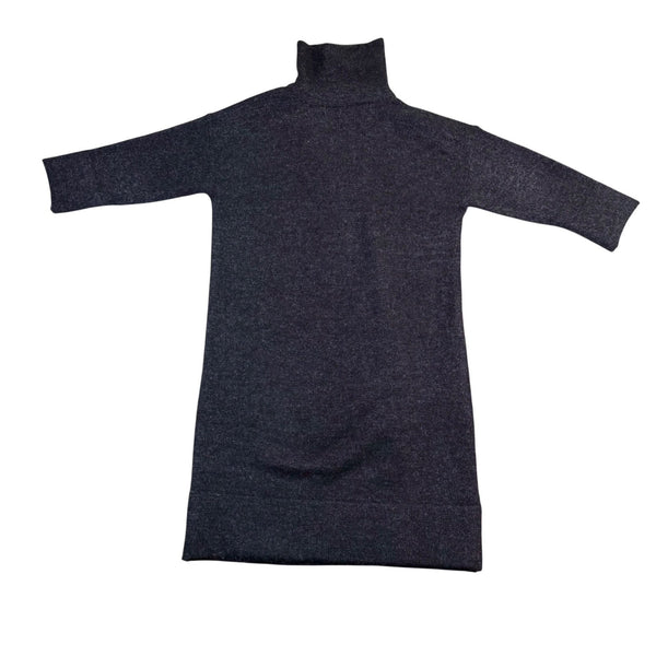 Zara Womens Dark Gray Knit Turtleneck Sweater Dress 3/4 Sleeve Wool Blend Size S