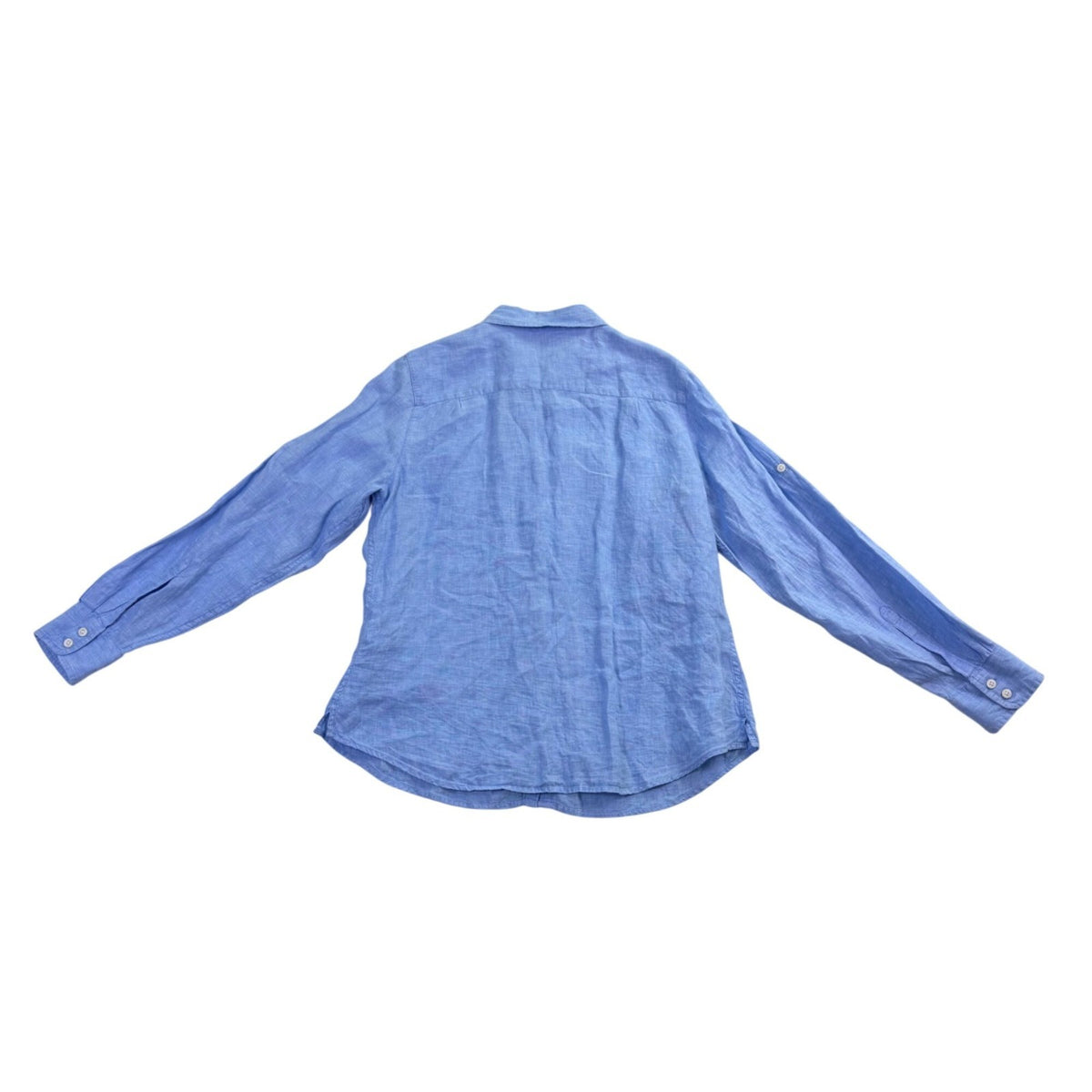 L.L.Bean Womens Blue Linen Button-Up Shirt Long Sleeve Casual Fit Size L
