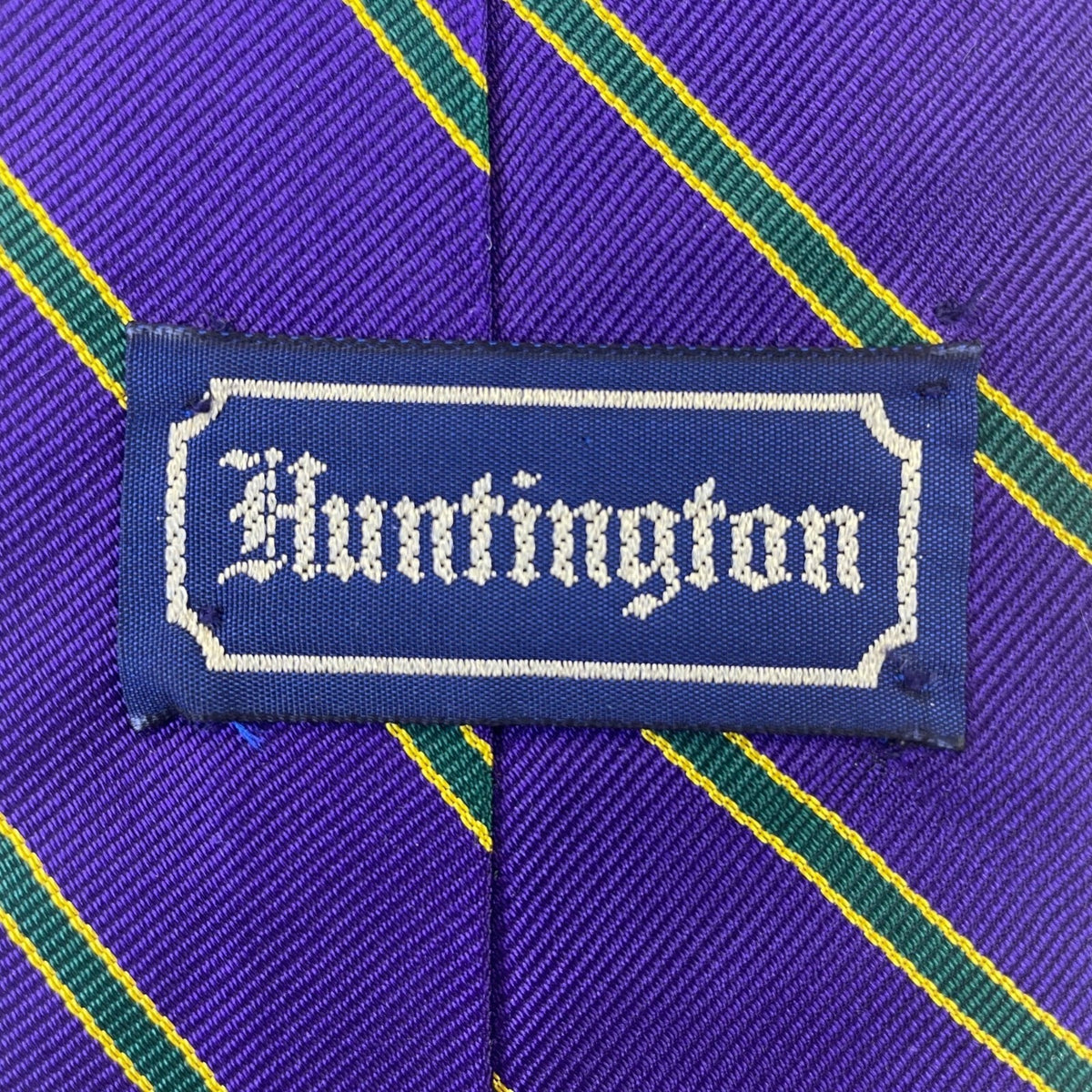 Huntington Mens Purple & Green 100% Silk Striped Classic Tie Made In USA