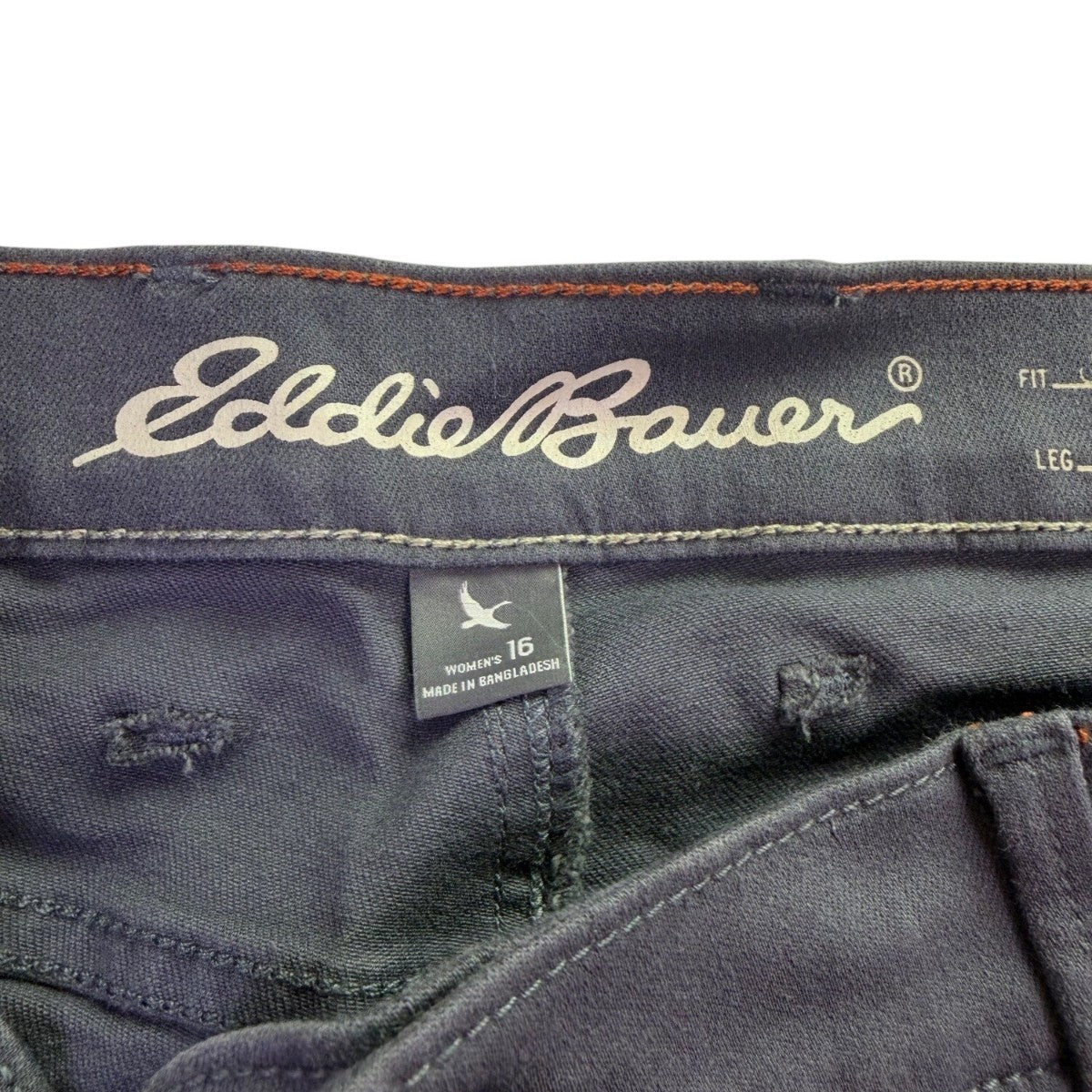 Eddie Bauer Womens Black Cotton Blend Straight-Leg Pants Casual Sz 16
