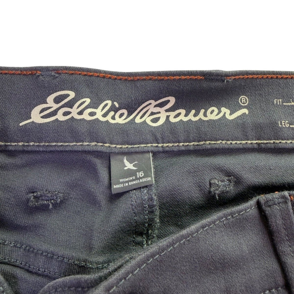 Eddie Bauer Womens Black Cotton Blend Straight-Leg Pants Casual Sz 16
