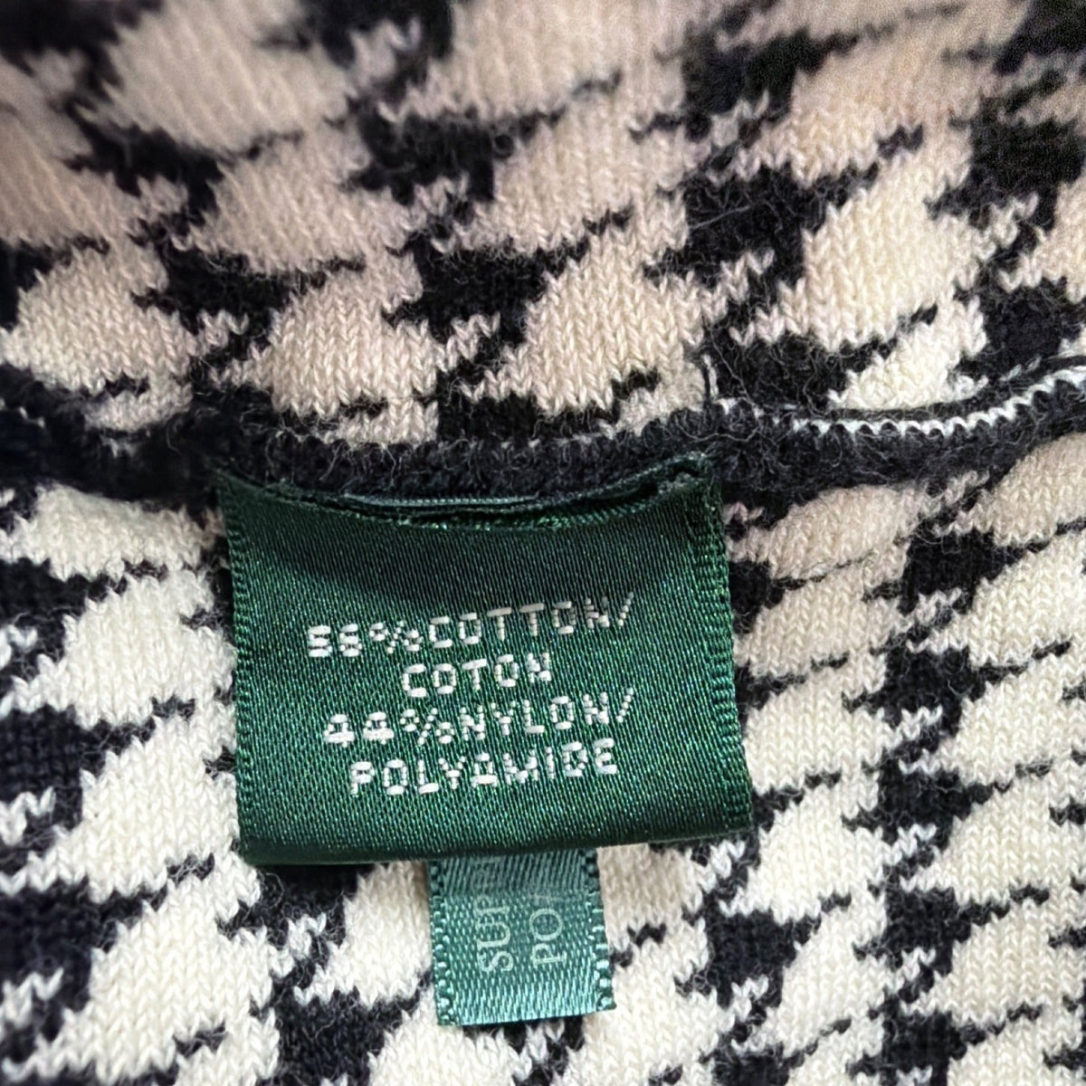 Lauren Ralph Lauren Womens Black & White Houndstooth Pleated Dress Sz M