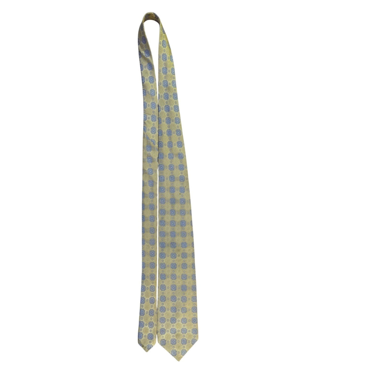 Jos. A. Bank Mens Yellow & Blue Silk Tie Signature Collection Geometric Pattern